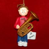 Tuba Christmas Ornament Virtuoso Brunette Male Personalized by RussellRhodes.com