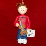 Violin Virtuoso, Male Brown Hair Christmas Ornament Personalized by Russell Rhodes