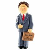 Job Promotion Gift Male Brunette Christmas Ornament Personalized by RussellRhodes.com