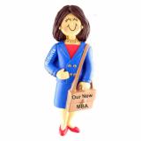 Business School Graduation Gift Idea Female Brown Hair Christmas Ornament Personalized by Russell Rhodes