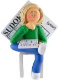 Sudoku Christmas Ornament Blond Female Personalized by RussellRhodes.com