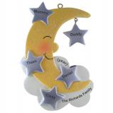Family Christmas Ornament for 5 Moon & Stars Personalized by RussellRhodes.com