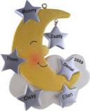 Moon & Stars Family of 6 Christmas Ornament Personalized by Russell Rhodes