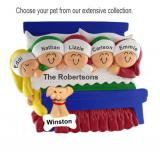 Christmas Morning Family of 5 Christmas Ornament with Pets Personalized by RussellRhodes.com