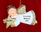 Memorial Christmas Ornament Brunette Male Angel Personalized by RussellRhodes.com