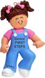 Baby's First Steps Female Brown Hair Christmas Ornament Personalized by Russell Rhodes