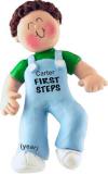 Baby's First Steps Male Brown Hair Christmas Ornament Personalized by Russell Rhodes