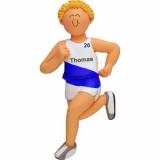 Cross Country / Jogging Male Blonde Christmas Ornament Personalized by Russell Rhodes