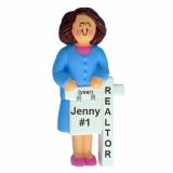 Realtor Christmas Ornament Brunette Female Personalized by RussellRhodes.com