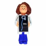 Chiropractor School Graduation Gift Idea Female Brunette Christmas Ornament Personalized by Russell Rhodes