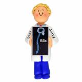 Chiropractor School Graduation Gift Idea Male Blonde Christmas Ornament Personalized by Russell Rhodes