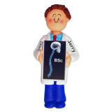 Chiropractor School Graduation Christmas Ornament Brunette Male Personalized by RussellRhodes.com