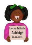 Lost a Tooth African American Female Christmas Ornament Personalized by Russell Rhodes