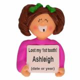 Lost a Tooth, Female Brown Christmas Ornament Personalized by RussellRhodes.com