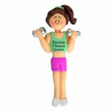 Aerobics & Weight Training Christmas Ornament Brunette Female Personalized by RussellRhodes.com