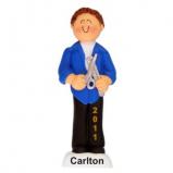 Hairdresser Male Brown Hair Christmas Ornament Personalized by Russell Rhodes