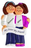 Sisters Christmas Ornament Both Brunette Personalized by RussellRhodes.com