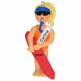 Lifeguard Christmas Ornament Blond Female Personalized by RussellRhodes.com