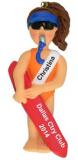 My First Summer Job Brunette Female Lifeguard Christmas Ornament Personalized by RussellRhodes.com