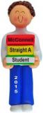 Straight A Student! Male Brown Christmas Ornament Personalized by Russell Rhodes