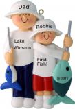 Fishing Dad and Son Christmas Ornament Personalized by Russell Rhodes