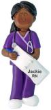 Nurse Graduate in Scrubs Christmas Ornament African American Female Personalized by RussellRhodes.com