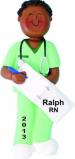 Nurse Graduate in Scrubs African American Male Christmas Ornament Personalized by Russell Rhodes