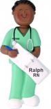Nurse Graduate in Scrubs Christmas Ornament African American Male Personalized by RussellRhodes.com