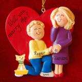 EngagementEngagement Christmas Ornament Both Blond with Pets Personalized by RussellRhodes.com