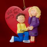 Engagement Christmas Ornament Brunette Male Blond Female Personalized by RussellRhodes.com