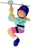 Zipline Female Blond Christmas Ornament Personalized by Russell Rhodes