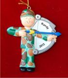 Male Hunter with High-Powered Bow Christmas Ornament Personalized by Russell Rhodes