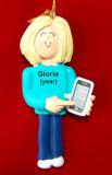 Smart Phone Christmas Ornament Blond Female Personalized by RussellRhodes.com