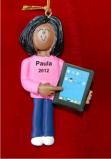 African American Female with Tablet Christmas Ornament Personalized by RussellRhodes.com