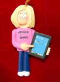 Tablet Christmas Ornament Blond Female Personalized by RussellRhodes.com