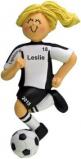 Soccer Dribbling Black Uniform Female Blond Christmas Ornament Personalized by RussellRhodes.com