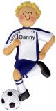 Soccer Christmas Ornament Blond Male Blue Uniform Personalized by RussellRhodes.com