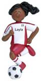 Soccer Christmas Ornament African American Female Red Uniform Personalized by RussellRhodes.com
