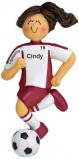 Soccer Christmas Ornament Brunette Female Red Uniform Personalized by RussellRhodes.com