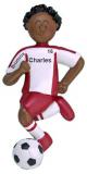 Soccer Christmas Ornament African American Male Red Uniform Personalized by RussellRhodes.com