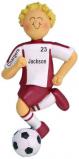 Soccer Christmas Ornament Blond Male Red Uniform Personalized by RussellRhodes.com