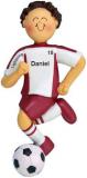 Soccer Christmas Ornament Brunette Male Red Uniform Personalized by RussellRhodes.com