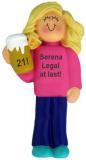 21st Birthday Christmas Ornament Blond Female Personalized by RussellRhodes.com