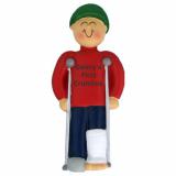 Crutches Male Christmas Ornament Personalized by Russell Rhodes