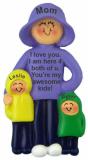 Single Mom Christmas Ornament with 2 Kids Personalized by RussellRhodes.com