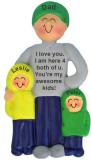 Single Dad Christmas Ornament with 2 Kids Personalized by RussellRhodes.com