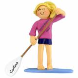 Stand Up Paddle Board Christmas Ornament Blond Female Personalized by RussellRhodes.com