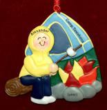 Camping Christmas Ornament Male Toasting Marshmallows Personalized by RussellRhodes.com