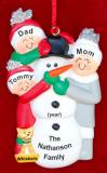 Family Christmas Ornament Making Snowman for 3 with Pets Personalized by RussellRhodes.com