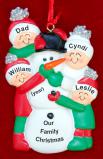Single Dad Christmas Ornament Making Snowman 3 Children Personalized by RussellRhodes.com